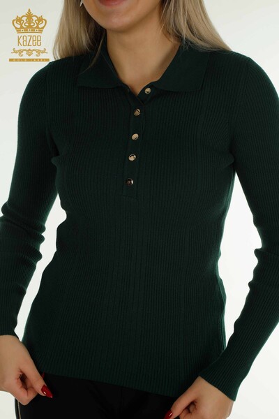 Kazee - Pulover de tricot pentru femei cu ridicata - Detaliat nasturi - Nefti - 30364 | KAZEE (1)