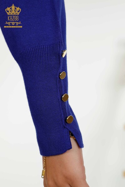 Pulover de tricotaj pentru femei cu ridicata - Cu Nasturi Detaliat - Saks - 30139 | KAZEE - Thumbnail