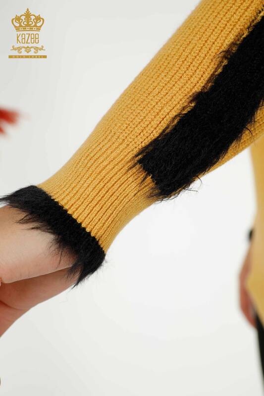 Pulover de tricotaj pentru femei cu ridicata - Detaliat - Sofran - 19042 | KAZEE