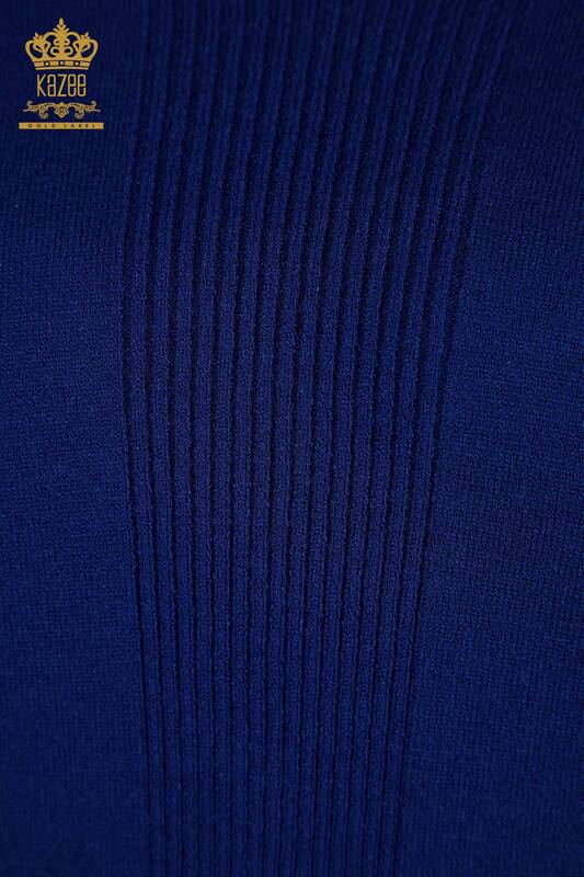 Pulover de tricotaj pentru femei cu ridicata - Cu fanta detaliata - Saks - 30193 | KAZEE