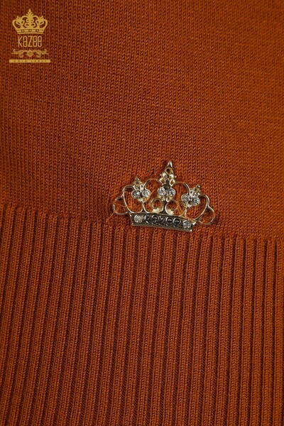 Pulover de tricotaj pentru femei cu ridicata - guler stand - bronz de bază - 30613 | KAZEE - Thumbnail