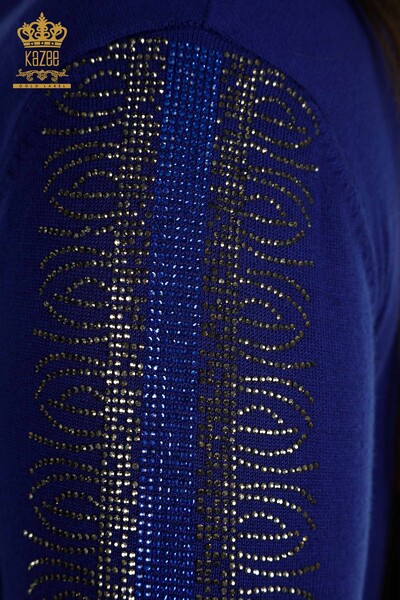 Pulover de tricotaj pentru femei cu ridicata - Guler stand - Saks - 30564 | KAZEE - Thumbnail