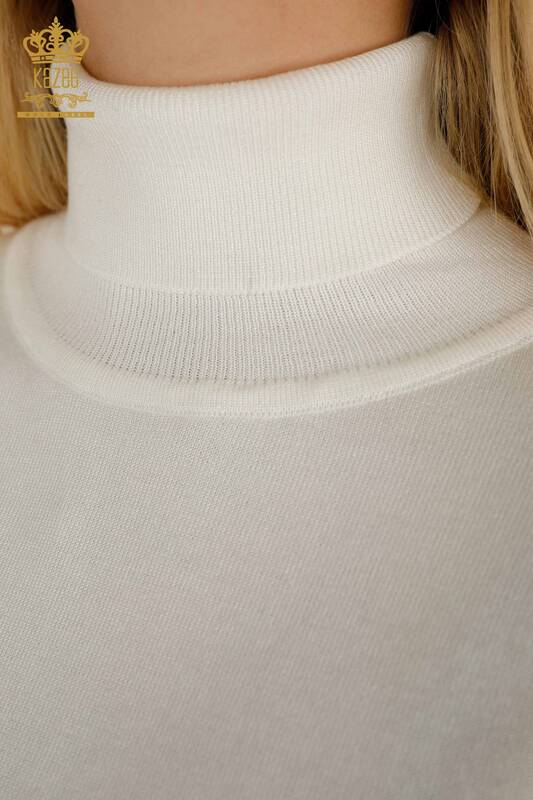 Tricotaj cu ridicata pentru femei Pulover - Mânecă Cu nasturi Detaliat - Ecru - 30506 | KAZEE