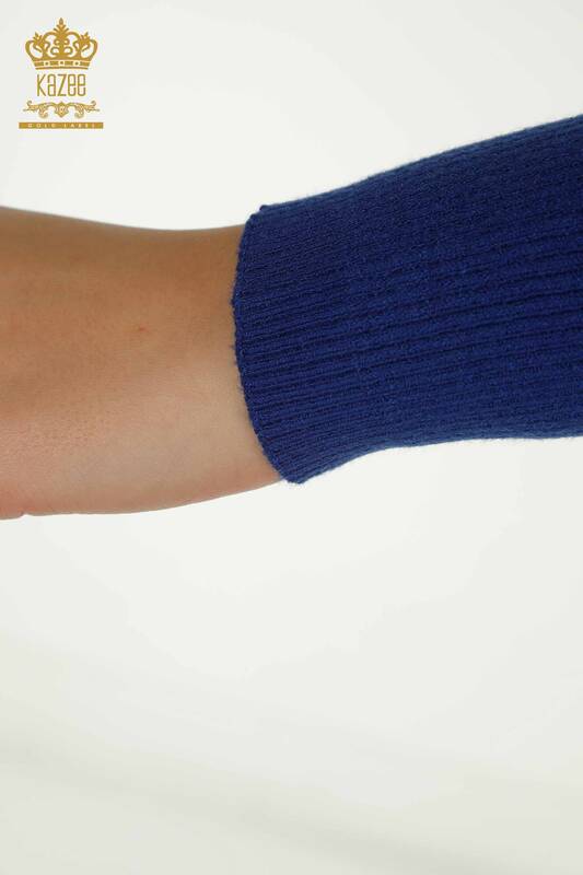 Pulover de tricot pentru femei cu ridicata - Detaliat nasturi - Saks - 30364 | KAZEE