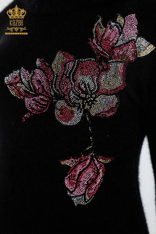Tricotaje cu ridicata pentru femei Tunica cu modele de flori cu piatra brodata - 18887 | KAZEE