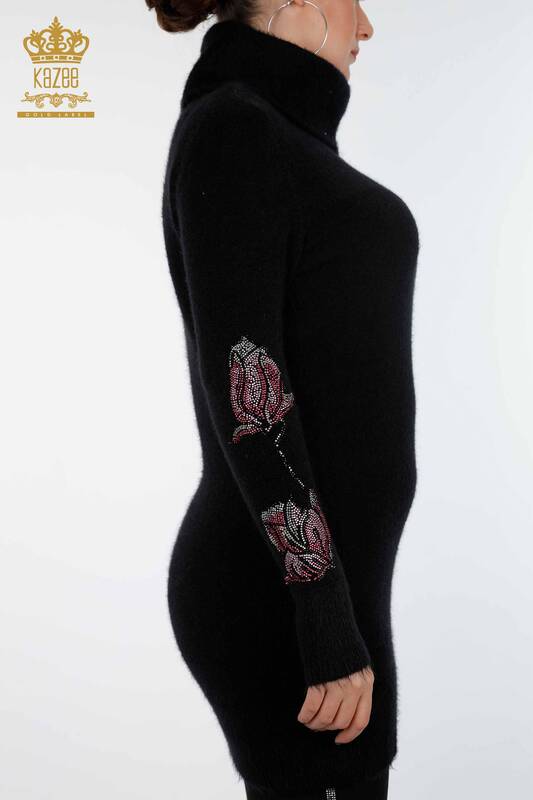 Tricotaje cu ridicata pentru femei Tunica cu modele de flori cu piatra brodata - 18887 | KAZEE