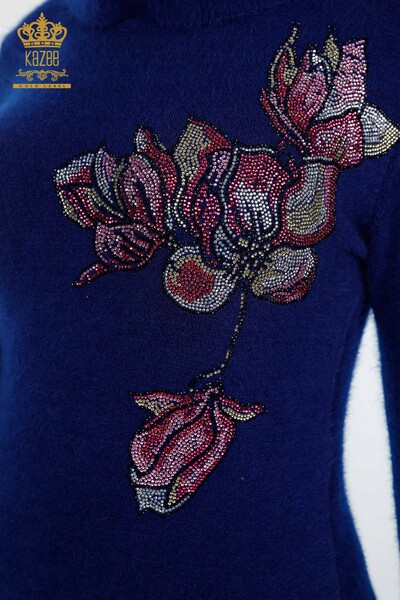 Tricotaje cu ridicata pentru femei Tunica cu modele de flori cu piatra brodata - 18887 | KAZEE - Thumbnail