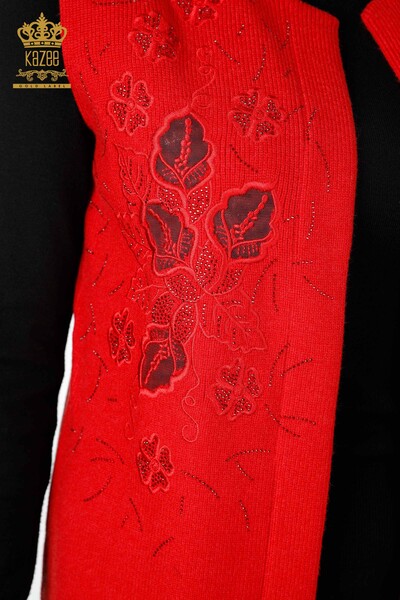 Vânzător cu ridicata Tricotaj pentru femei Vestă cu piatră brodata cu model floral scurt - 16839 | KAZEE - Thumbnail