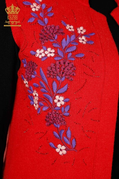 Vânzător cu ridicata Tricotaj de damă Vesta scurtă florală brodata cu piatră - 16814 | KAZEE - 26