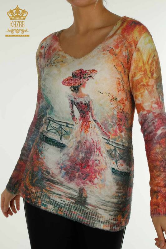 Tricotaje cu ridicata pentru femei - Angora - Imprimate pentru femei - Digital - 40012 | KAZEE