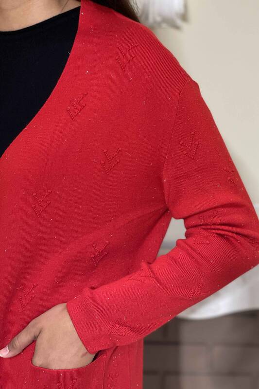 Tricotaj cu ridicata pentru femei Cardigan cu model sclipici - 15435 | KAZEE