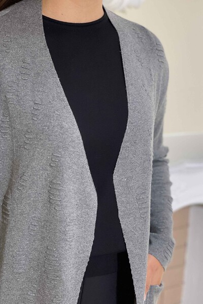 Tricotaj cu ridicata pentru femei Cardigan cu două buzunare cu model - 15439 | KAZEE - Thumbnail