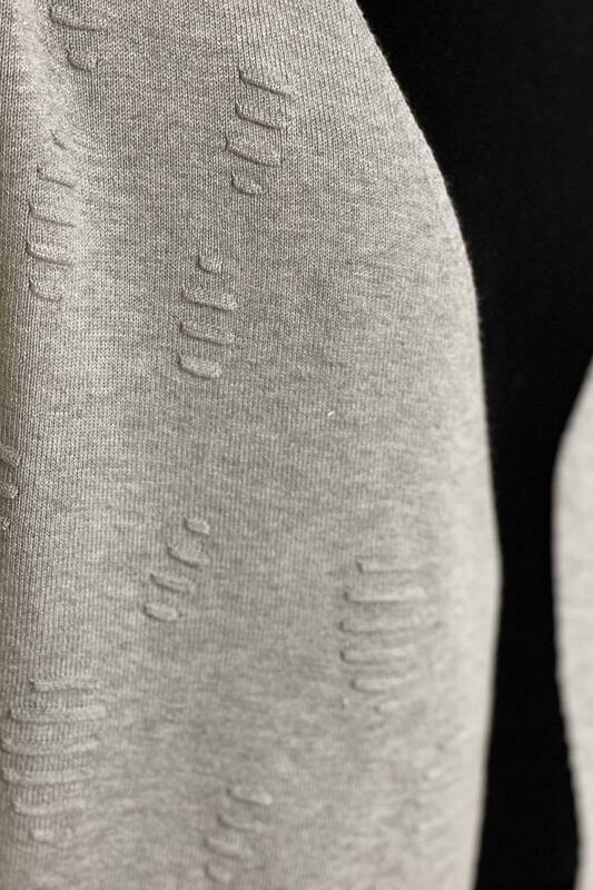 Tricotaj cu ridicata pentru femei Cardigan cu două buzunare cu model - 15439 | KAZEE