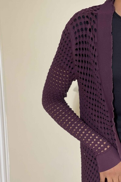 Tricotaj cu ridicata pentru femei Cardigan Loose Long Detaliat - 16250 | KAZEE - Thumbnail