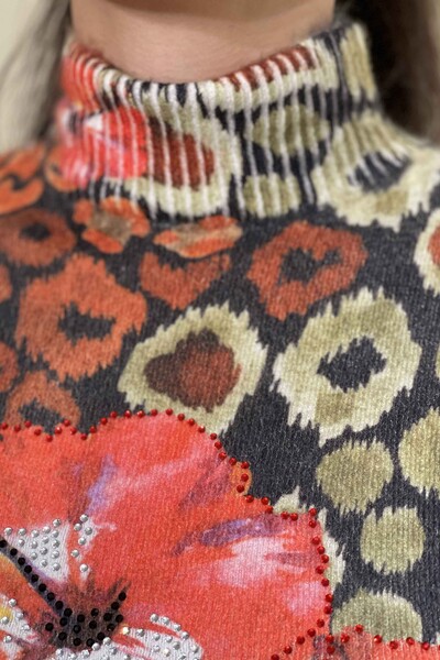 Tricotaj de damă cu ridicata Digital Angora Stone Floor Brodat - 18407 | KAZEE - Thumbnail