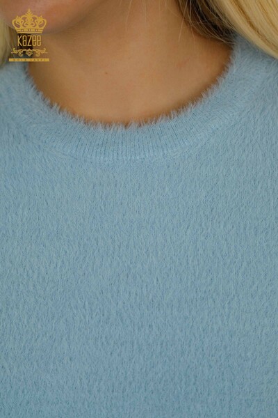 Tricotaj de damă cu ridicata Pulover Angora Basic Albastru - 30589 | KAZEE - Thumbnail