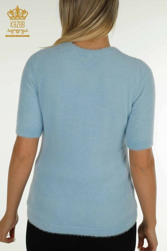 Tricotaj de damă cu ridicata Pulover Angora Basic Albastru - 30589 | KAZEE