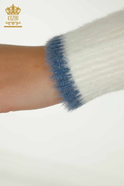 Pulover de tricotaj pentru damă cu ridicata - Angora - Cu model - Ecru - 30681 | KAZEE - Thumbnail