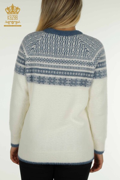 Pulover de tricotaj pentru damă cu ridicata - Angora - Cu model - Ecru - 30681 | KAZEE - Thumbnail