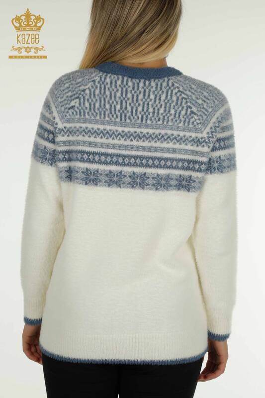 Pulover de tricotaj pentru damă cu ridicata - Angora - Cu model - Ecru - 30681 | KAZEE