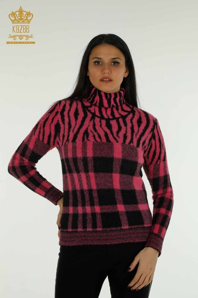 En-gros Tricotaj de damă Pulover - Angora - Cu model - Fuchsia - 30320 | KAZEE - Thumbnail