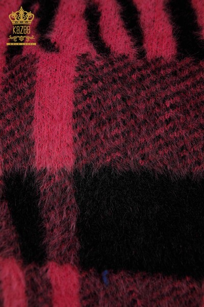 En-gros Tricotaj de damă Pulover - Angora - Cu model - Fuchsia - 30320 | KAZEE - Thumbnail
