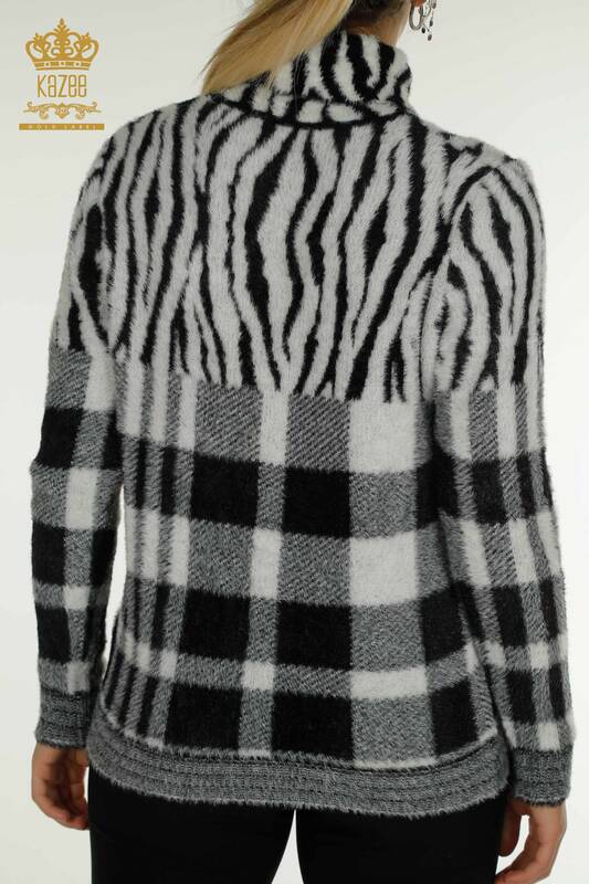 Angro Pulover de tricotaj pentru femei - Angora - Cu model - Negru - 30320 | KAZEE