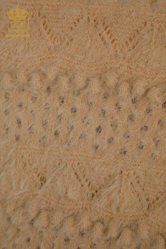 En-gros Tricotaj de damă Pulover - Angora - Decolteu în V - Bej - 30697 | KAZEE