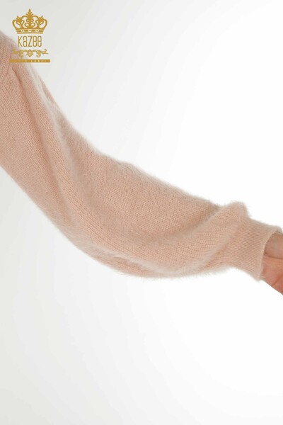 Pulover de tricotaje pentru femei cu ridicata - Angora - Pudra - 19064 | KAZEE - Thumbnail