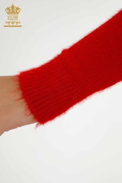 Pulover de tricotaj de damă cu ridicata - Angora - Roșu - 18474 | KAZEE - Thumbnail