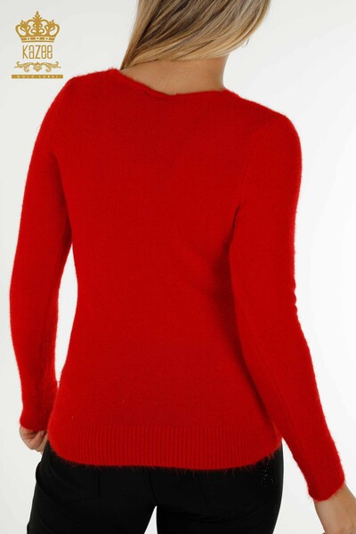 Pulover de tricotaj de damă cu ridicata - Angora - Roșu - 18474 | KAZEE - Thumbnail