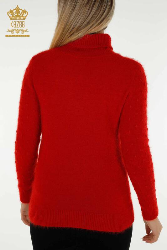 Pulover de tricotaj de damă cu ridicata - Angora - Roșu - 18719 | KAZEE
