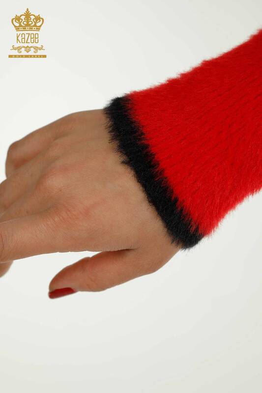 Pulover de tricotaj de damă cu ridicata - Angora - Roșu - 30646 | KAZEE