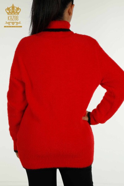 Pulover de tricotaj de damă cu ridicata - Angora - Roșu - 30646 | KAZEE - Thumbnail