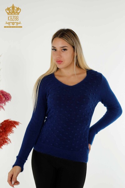 Pulover de tricotaj pentru femei cu ridicata - Angora - Saks - 18474 | KAZEE - Thumbnail