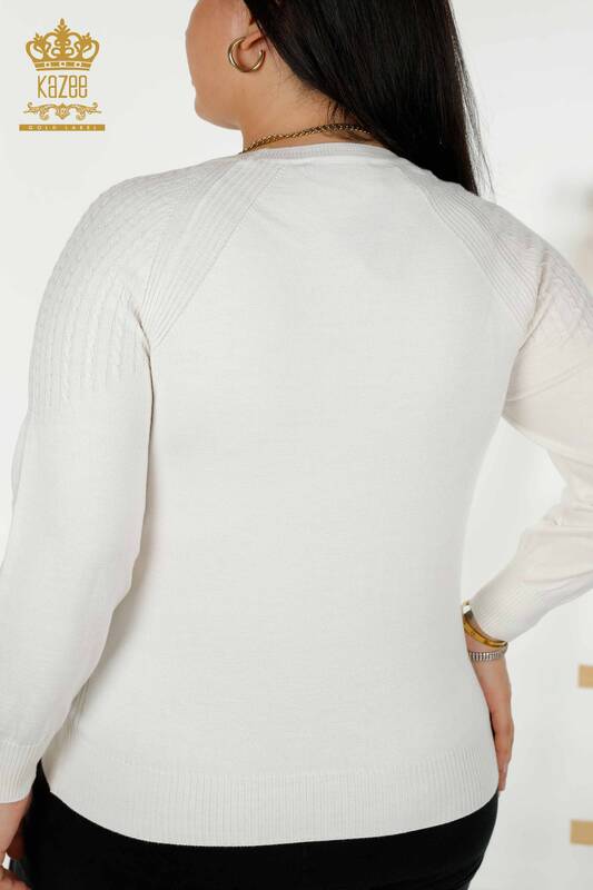 En-gros tricotaje pentru femei pulover - cu piatra brodata - Ecru - 30104 | KAZEE
