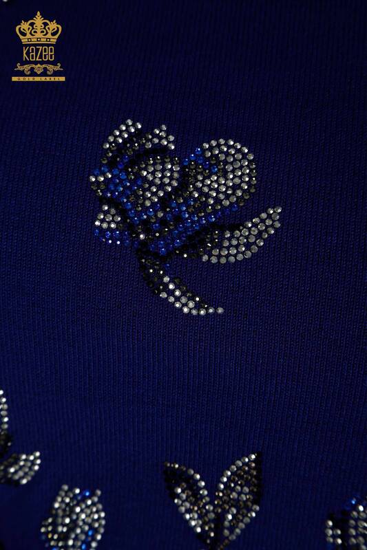 Pulover de tricotaj pentru femei cu ridicata - Brodat cu piatra - Saks - 30471 | KAZEE