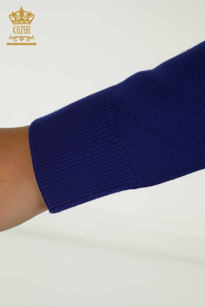 Pulover de tricotaj pentru femei cu ridicata - Brodat cu piatra - Saks - 30471 | KAZEE - Thumbnail