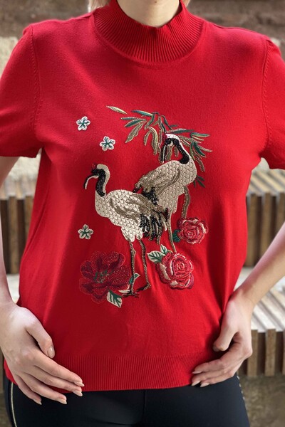 Tricotaj cu ridicata pentru femei Pulover cu mâneci scurte cu modele florale - 16600 | KAZEE - Thumbnail