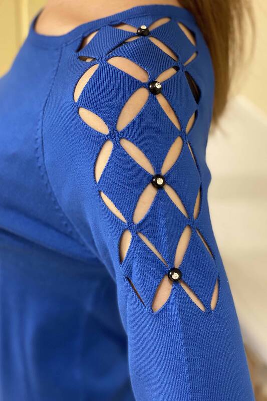 Pulover de tricotaje de damă cu ridicata cu model diamant - 15184 | KAZEE
