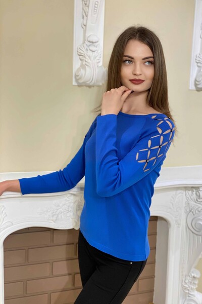 Pulover de tricotaje de damă cu ridicata cu model diamant - 15184 | KAZEE - Thumbnail