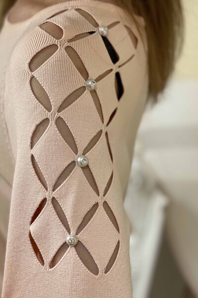 Pulover de tricotaje de damă cu ridicata cu model diamant - 15184 | KAZEE - Thumbnail