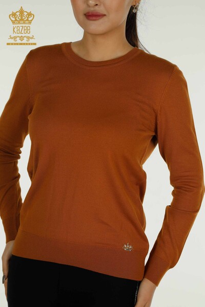 Tricoturi cu ridicata pentru femei Pulover Basic Logo Tan - 11052 | KAZEE - Thumbnail