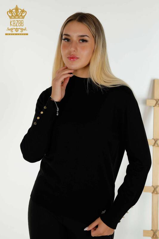 Pulover de tricotaj de damă cu ridicata - De bază - negru - 30507 | KAZEE