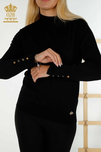 Pulover de tricotaj de damă cu ridicata - De bază - negru - 30507 | KAZEE - Thumbnail