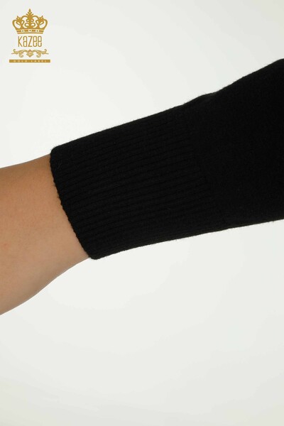 Pulover de tricotaj de damă cu ridicata - De bază - Negru - 30757 | KAZEE - Thumbnail