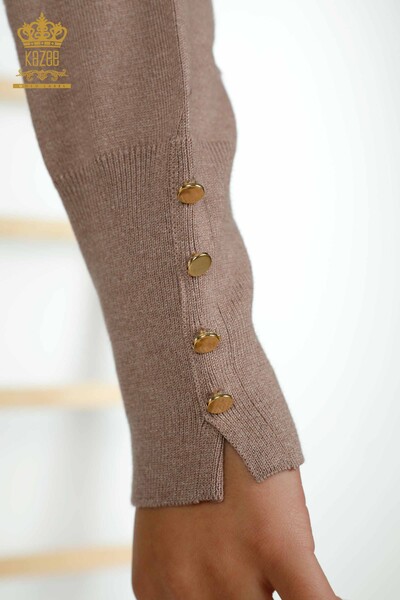 Pulover de tricotaj de damă cu ridicata - De bază - Nurcă - 30507 | KAZEE - Thumbnail