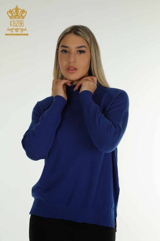 Pulover de tricotaj de damă cu ridicata - Basic - Saks - 30757 | KAZEE