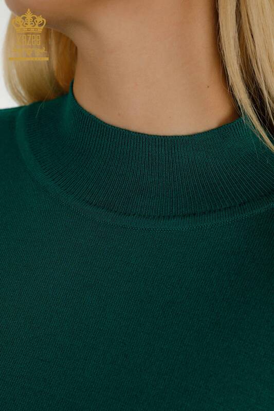 Pulover de tricotaj de damă cu ridicata - De Bază - Verde închis - 30507 | KAZEE