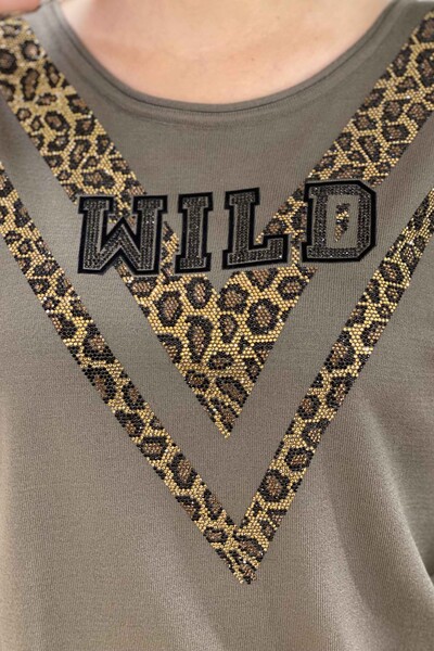 Tricotaj cu ridicata pentru femei Pulover cu model leopard brodat cu piatra - 16478 | KAZEE - Thumbnail